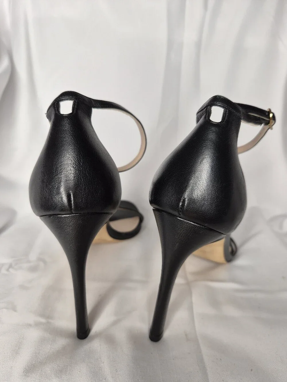 Stuart Weitzman Black Leather Nudistcurve Ankle Strap Heeled Sandals Size 8